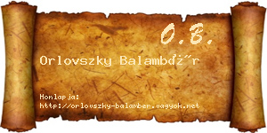 Orlovszky Balambér névjegykártya